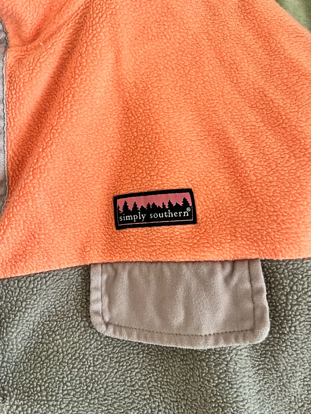 Simply Southern Coral and Gray fleece Pullover - Picture 3 of 4